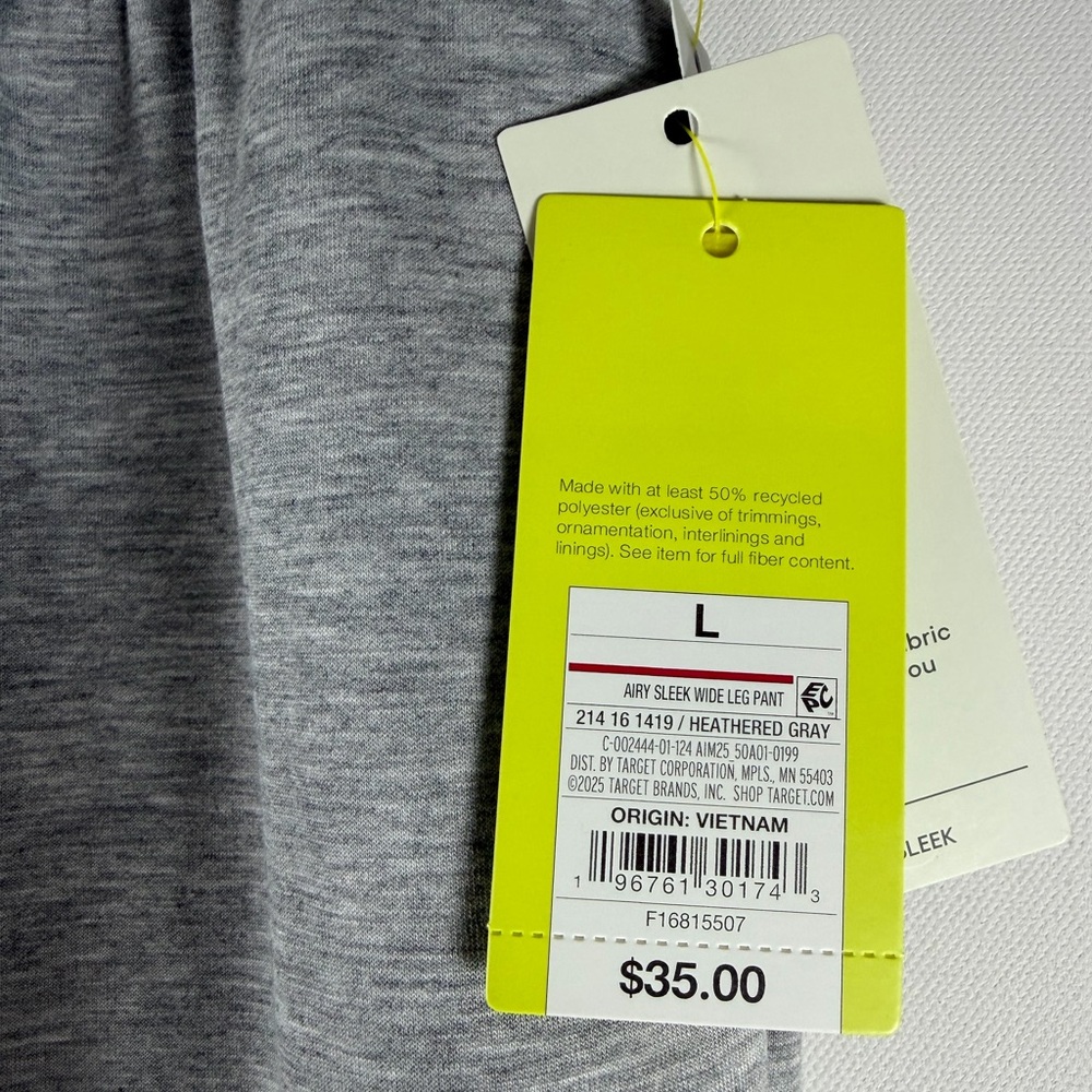 All In Motion™ Women's Airy Sleek Wide Leg Sweatpants - Heathered Gray L - Picture 7 of 11